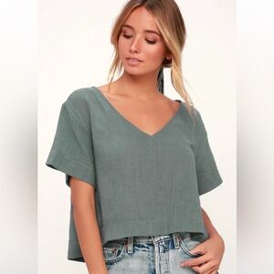 Lulus Signorina Grey Short Sleeve Top